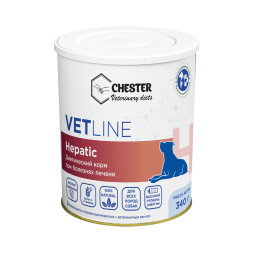 Chester Vetline Hepatic влажный диетический корм для взрослых собак при заболеваниях печени, со свининой, в консервах - 340 г х 6 шт