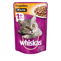 Whiskas паучи для взрослых кошек от 1 года в форме желе индейка - 85 г