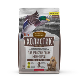 Деревенские лакомства Холистик Премьер сухой корм для взрослых собак мелких пород с уткой и рисом - 3 кг