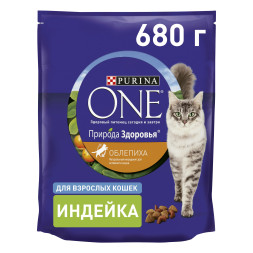 Purina One Природа Здоровья сухой корм для взрослых кошек, с высоким содержанием индейки - 680 г