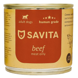 Savita влажный корм для взрослых собак всех пород с говядиной, в консервах - 240 г x 24 шт