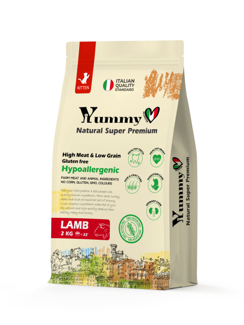 Yummy Linea сухой корм для котят, беременных и кормящих кошек с ягненком - 2 кг