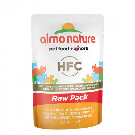 Almo Nature Classic Raw Pack Adult Cat Chicken Drumstick паучи с 75% мяса (куриные бедрышки) для взрослых кошек - 55 г х 24 шт