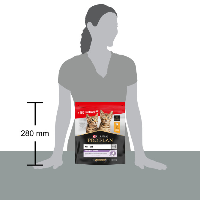 Pro Plan Healthy Start сухой корм для котят, беременных и кормящих кошек, с курицей - 400 + 400 г в подарок