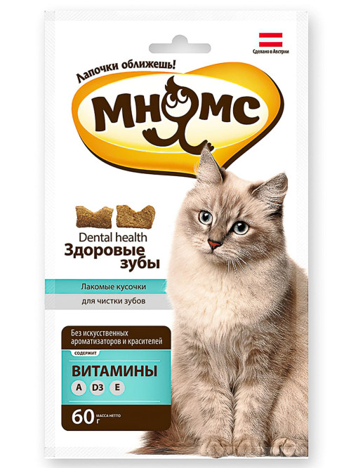 Мнямс хрустящие подушечки Здоровые зубы для кошек - 60 г