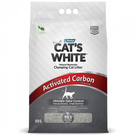 Cat&#039;s White Activated Carbon наполнитель комкующийся для кошачьего туалета с активированным углем - 10 л