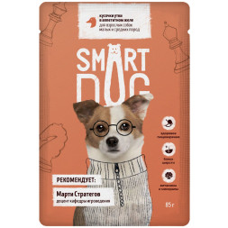 Smart Dog паучи для взрослых собак мелких и средних пород с уткой кусочки в желе - 85 г х 25 шт
