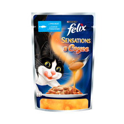 Паучи Felix Sensations для кошек с треской и томатом в соусе - 85 г