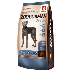 Зоогурман Sensitive сухой корм для взрослых собак средних и крупных пород с ягненком и рисом - 12 кг