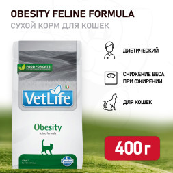 Farmina Vet Life Cat Obesity сухой корм для взрослых кошек с ожирением - 400 г