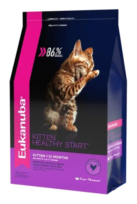 Сухой корм Eukanuba Kitten Healthy Start для котят, беременных и кормящих кошек с курицей - 2 кг