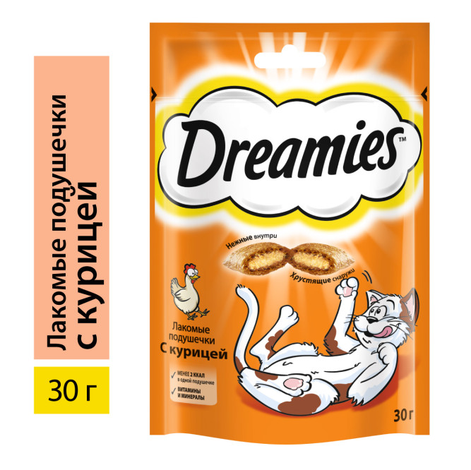 Dreamies лакомство для кошек подушечки с курицей - 30 г