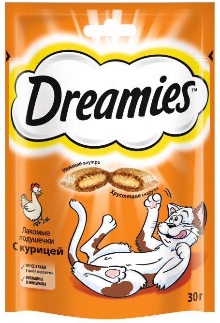 Dreamies лакомство для кошек подушечки с курицей - 30 г