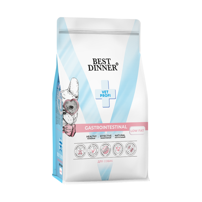 Best Dinner Vet Profi Gastrointestinal Low Fat сухой диетический корм для взрослых собак всех пород при нарушениях пищеварения и недостаточности поджелудочной железы - 12 кг