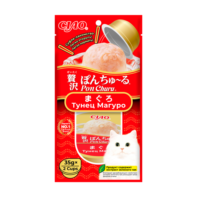 Inaba Ciao Pon Churu лакомство суфле для взрослых кошек с тунцом Магуро - 35 г х 2 шт