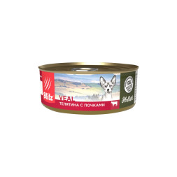 Blitz Holistic влажный корм для взрослых кошек, нежное суфле с телятиной и почками, в консервах - 100 г х 12 шт