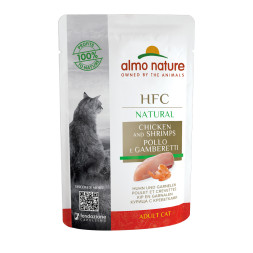 Almo Nature HFC Natural Chicken and Shrimps паучи для взрослых кошек с курицей и креветками - 55 г х 24 шт
