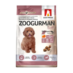 Зоогурман Soft сухой корм для взрослых собак мелких и средних пород, с лососем - 1,2 кг