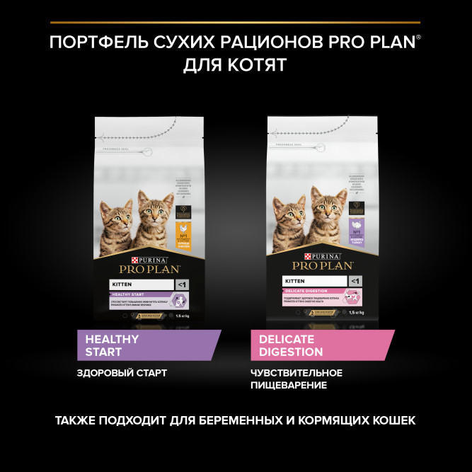 Pro Plan Delicate Digestion сухой корм для котят при чувствительном пищеварении, с индейкой - 400 г + 400 г в подарок