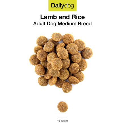 Сухой корм Dailydog Adult Medium Breed lamb and rice для взрослых собак средних пород с ягненком и рисом - 12 кг
