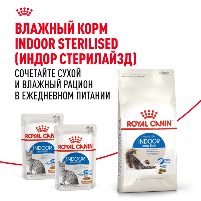 Royal Canin Indoor Long Hair 35 для домашних длинношерстных кошек - 2 кг