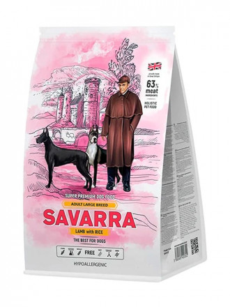 Savarra Adult Dog Large Breed сухой корм для взрослых собак крупных пород с ягненком и рисом - 12 кг