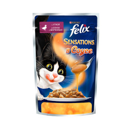 Паучи Felix Sensations для кошек с уткой и морковю в соусе - 85 г