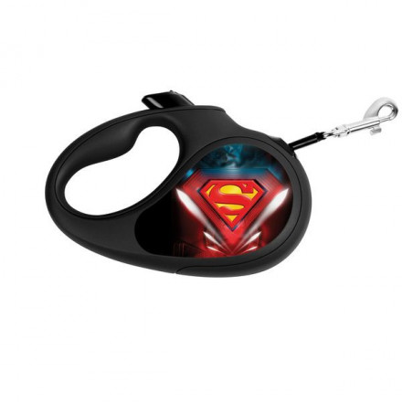 Поводок-рулетка Waudog с рисунком &quot;Супермен Лого&quot;, размер S, до 15 кг, 5 м , черный