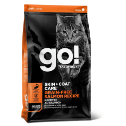Go! SKIN + COAT Grain Free Salmon Recipe CF 30/14 сухой беззерновой корм для взрослых кошек и котят для кожи и шерсти, с лососем - 7,26 кг