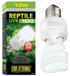 Exo Terra Reptile UVB100 Former UVB5.0 Compact лампа для тропического террариума, 13 W