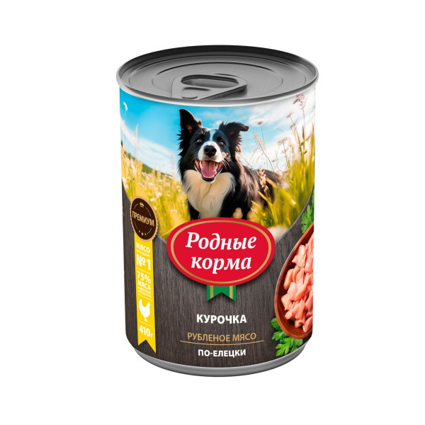 Родные Корма влажный корм для взрослых собак, с курочкой по-елецки,в консервах - 410 г х 6 шт