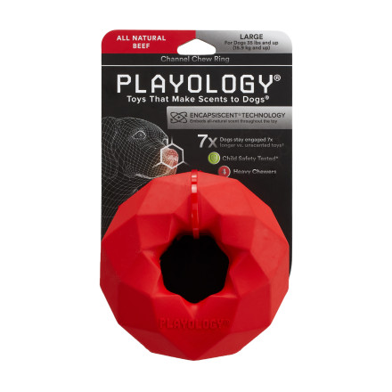 Playology CHANNEL CHEW RING хрустящее жевательное кольцо-многогранник для собак с ароматом говядины, красный