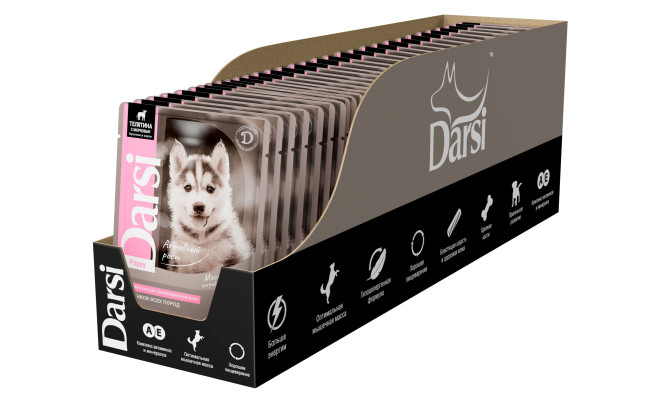 Darsi паучи для щенков всех пород, с телятиной и морковью - 85 г х 32 шт
