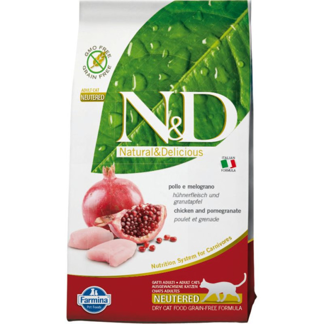 Farmina N&amp;D Prime Cat Chicken &amp; Pomegranate Neutered сухой беззерновой корм для взрослых стерилизованных кошек с курицей и гранатом - 5 кг