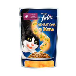 Паучи Felix Sensations для кошек с уткой и шпинатом в желе - 85 г