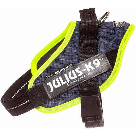 Julius-K9 шлейка для собак IDC-Powerharness XS Mini, 40-53 см/ 4-7 кг, джинса-зеленая неон