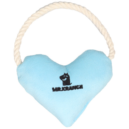 Mr.Kranch игрушка для собак мелких и средних пород Сердечко с канатом и пищалкой, 15х12х4 см, голубое