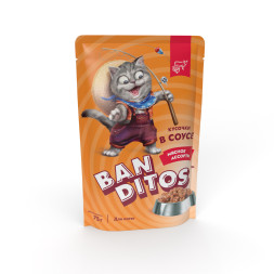 Banditos влажный корм для котят, с мясным ассорти, кусочки в соусе, в паучах - 75 г x 24 шт