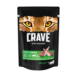 Crave влажный корм для взрослых кошек с ягненком в желе, в паучах - 70 г х 30 шт