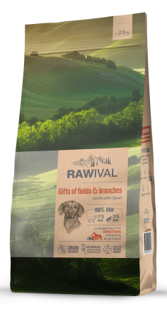 Rawival Gifts of Fields&amp;Branches сухой корм для взрослых собак средних и крупных пород с ягненком и перепелом - 2,5 кг