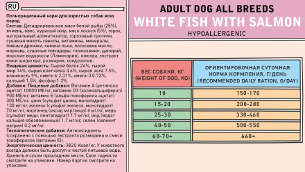 Zillii Adult Dog сухой корм для взрослых собак с белой рыбой и лососем - 3 кг