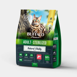 Mr.Buffalo Castrated полнорационный сухой корм для взрослых стерилизованных котов и кошек с лососем - 1,8 кг