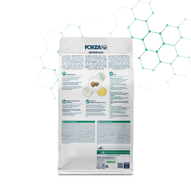 Forza10 Active Vet Diet Diabetic сухой корм для взрослых собак всех пород для контроля потребления глюкозы при сахарном диабете - 1,5 кг