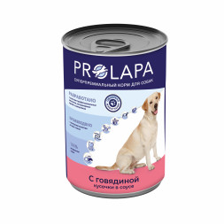 Prolapa Premium влажный корм для взрослых собак с говядиной кусочки в соусе, в консервах - 850 г х 6 шт