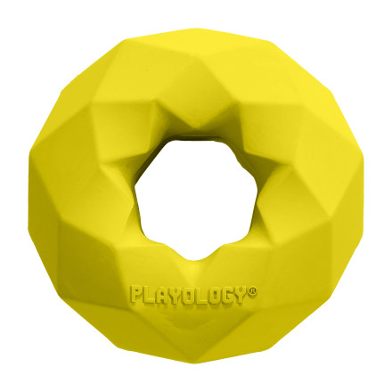 Playology CHANNEL CHEW RING хрустящее жевательное кольцо-многогранник для собак с ароматом курицы, желтый