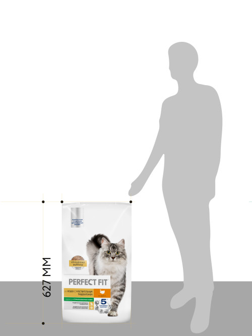 Perfect Fit сухой корм для взрослых кошек с чувствительным пищеварением, с индейкой - 10 кг