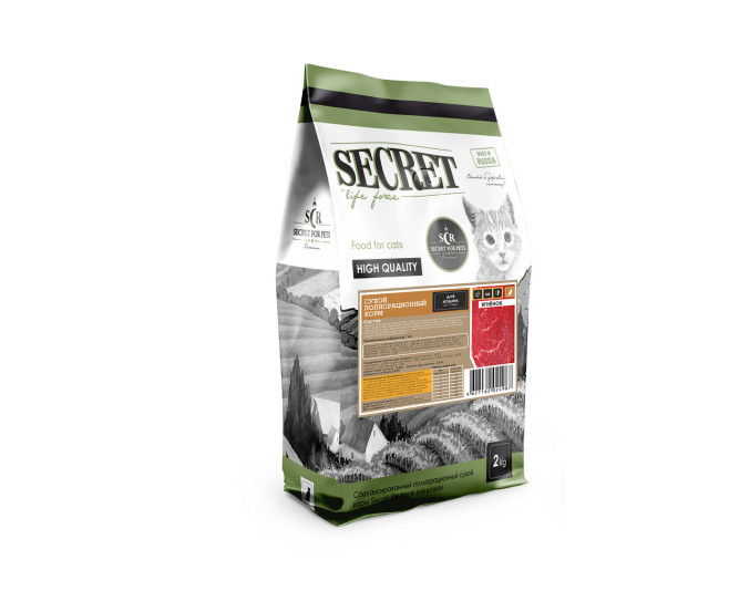 Secret Premium сухой корм для взрослых кошек с ягнёнком - 2 кг