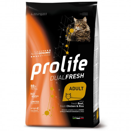 Prolife Dual Adult Fresh сухой корм для кошек с говядиной, курицей и рисом - 400 г