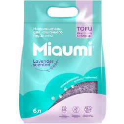 Miaumi TOFU Lavender Scented наполнитель комкующийся соевый для кошачьего туалета, с нежным ароматом лаванды - 6 л (2,5 кг)