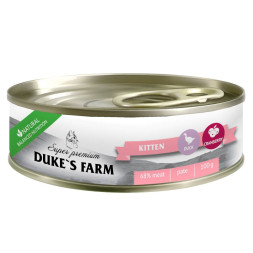 Duke's Farm влажный корм для котят паштет с уткой и шпинатом, в консервах - 100 г х 24 шт